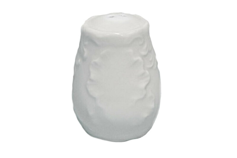 posypywaczka-pieprzniczka z białej porcelany-rococo-0001-biala-cmielow